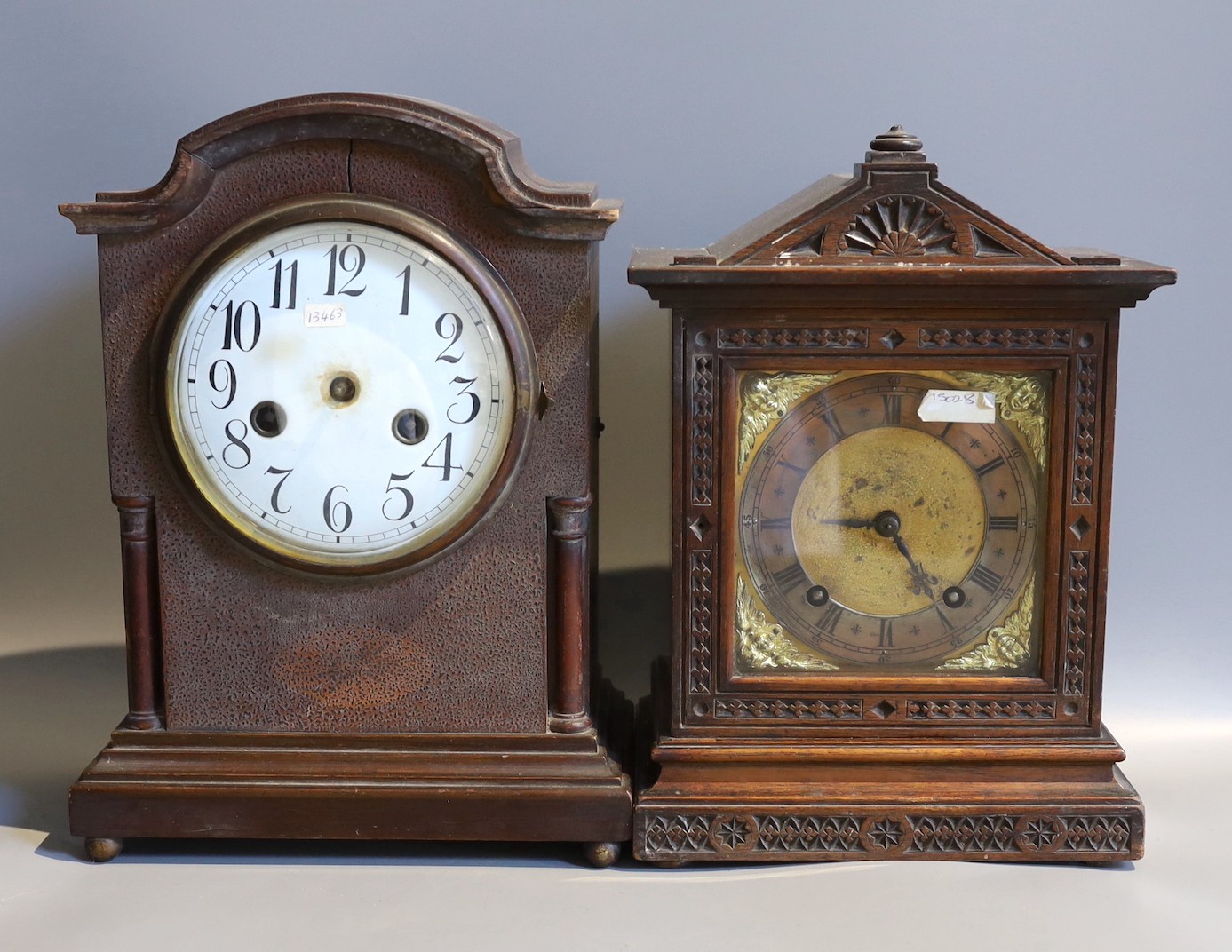 Six Victorian and later mantel clocks and timepieces, tallest 42cm
